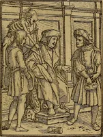 An illustration from Les simulachres & historiees faces de la mort, autant elegamme[n]t pourtraictes, que artificiellement imaginées (1538)