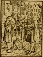 An illustration from Les simulachres & historiees faces de la mort, autant elegamme[n]t pourtraictes, que artificiellement imaginées (1538)