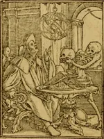 An illustration from Les simulachres & historiees faces de la mort, autant elegamme[n]t pourtraictes, que artificiellement imaginées (1538)