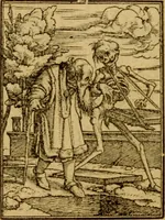 An illustration from Les simulachres & historiees faces de la mort, autant elegamme[n]t pourtraictes, que artificiellement imaginées (1538)