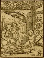 An illustration from Les simulachres & historiees faces de la mort, autant elegamme[n]t pourtraictes, que artificiellement imaginées (1538)