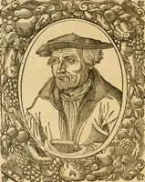 An illustration from Les vrais povrtraits des hommes illvstres en piete et doctrine : dv trauail desquels Diev s'est serui en ces derniers temps, pour remettre sus la vraye Religion en diuers pays de la chrestienté : auec les descriptions de leur vie & de leurs faits plus memorables : plvs, qvaranteqvatre emblemes chrestiens (1581)