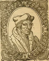An illustration from Les vrais povrtraits des hommes illvstres en piete et doctrine : dv trauail desquels Diev s'est serui en ces derniers temps, pour remettre sus la vraye Religion en diuers pays de la chrestienté : auec les descriptions de leur vie & de leurs faits plus memorables : plvs, qvaranteqvatre emblemes chrestiens (1581)