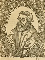 An illustration from Les vrais povrtraits des hommes illvstres en piete et doctrine : dv trauail desquels Diev s'est serui en ces derniers temps, pour remettre sus la vraye Religion en diuers pays de la chrestienté : auec les descriptions de leur vie & de leurs faits plus memorables : plvs, qvaranteqvatre emblemes chrestiens (1581)