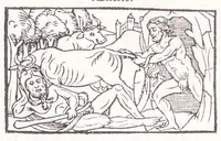 An illustration from Les XV. liures de la Metamorphose d'Ouide (poëte treselegãt) : contenans L'olympe des histoires poëtiques, traduictz de Latin en Francoys : le tout figuré de nouuelles figures & hystoires .. (1539)