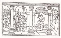 Picture 44 of 91 from Les XV. liures de la Metamorphose d'Ouide (poëte treselegãt) : contenans L'olympe des histoires poëtiques, traduictz de Latin en Francoys : le tout figuré de nouuelles figures & hystoires .. (1539), leaf 282