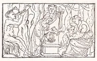 Picture 47 of 91 from Les XV. liures de la Metamorphose d'Ouide (poëte treselegãt) : contenans L'olympe des histoires poëtiques, traduictz de Latin en Francoys : le tout figuré de nouuelles figures & hystoires .. (1539), leaf 318