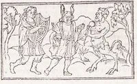 Picture 58 of 91 from Les XV. liures de la Metamorphose d'Ouide (poëte treselegãt) : contenans L'olympe des histoires poëtiques, traduictz de Latin en Francoys : le tout figuré de nouuelles figures & hystoires .. (1539), leaf 389