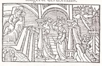 An illustration from Les XV. liures de la Metamorphose d'Ouide (poëte treselegãt) : contenans L'olympe des histoires poëtiques, traduictz de Latin en Francoys : le tout figuré de nouuelles figures & hystoires .. (1539)
