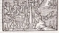 An illustration from Les XV. liures de la Metamorphose d'Ouide (poëte treselegãt) : contenans L'olympe des histoires poëtiques, traduictz de Latin en Francoys : le tout figuré de nouuelles figures & hystoires .. (1539)
