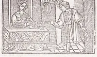 An illustration from Les XV. liures de la Metamorphose d'Ouide (poëte treselegãt) : contenans L'olympe des histoires poëtiques, traduictz de Latin en Francoys : le tout figuré de nouuelles figures & hystoires .. (1539)