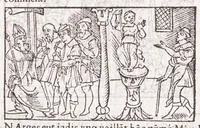 An illustration from Les XV. liures de la Metamorphose d'Ouide (poëte treselegãt) : contenans L'olympe des histoires poëtiques, traduictz de Latin en Francoys : le tout figuré de nouuelles figures & hystoires .. (1539)