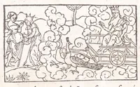 An illustration from Les XV. liures de la Metamorphose d'Ouide (poëte treselegãt) : contenans L'olympe des histoires poëtiques, traduictz de Latin en Francoys : le tout figuré de nouuelles figures & hystoires .. (1539)
