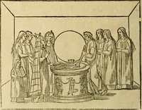 An illustration from Le tableav des riches inventions couuertes de voile des feintes amoureuses, qui sont representees dans le Songe de Poliphile, desvoilees des ombres d Songe & subtilement exposees par Beroalde (1600)