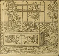 An illustration from Le tableav des riches inventions couuertes de voile des feintes amoureuses, qui sont representees dans le Songe de Poliphile, desvoilees des ombres d Songe & subtilement exposees par Beroalde (1600)
