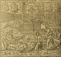 An illustration from Le tableav des riches inventions couuertes de voile des feintes amoureuses, qui sont representees dans le Songe de Poliphile, desvoilees des ombres d Songe & subtilement exposees par Beroalde (1600)
