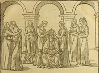 An illustration from Le tableav des riches inventions couuertes de voile des feintes amoureuses, qui sont representees dans le Songe de Poliphile, desvoilees des ombres d Songe & subtilement exposees par Beroalde (1600)