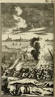 An illustration from Le triomphe royal : où l'on voit dêscrits les arcs de triomphe, piramydes, tablaux, & devises au nombre de 65, erigez à la Haye, à l'honneur de Guillaume III, roy d'Angleterre, Ecosse, France, & Irlande (1691)