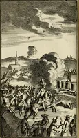 An illustration from Le triomphe royal : où l'on voit dêscrits les arcs de triomphe, piramydes, tablaux, & devises au nombre de 65, erigez à la Haye, à l'honneur de Guillaume III, roy d'Angleterre, Ecosse, France, & Irlande (1691)