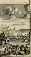 An illustration from Le triomphe royal : où l'on voit dêscrits les arcs de triomphe, piramydes, tablaux, & devises au nombre de 65, erigez à la Haye, à l'honneur de Guillaume III, roy d'Angleterre, Ecosse, France, & Irlande (1691)