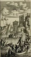 An illustration from Le triomphe royal : où l'on voit dêscrits les arcs de triomphe, piramydes, tablaux, & devises au nombre de 65, erigez à la Haye, à l'honneur de Guillaume III, roy d'Angleterre, Ecosse, France, & Irlande (1691)