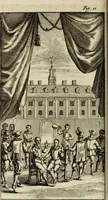 An illustration from Le triomphe royal : où l'on voit dêscrits les arcs de triomphe, piramydes, tablaux, & devises au nombre de 65, erigez à la Haye, à l'honneur de Guillaume III, roy d'Angleterre, Ecosse, France, & Irlande (1691)