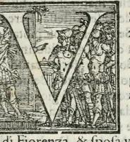 An illustration from Lettera narratoria delle solenni feste, et pompe celebrate in Ferrara nella uenuta dell'eccellentissima signora, la signora Lvcretia de' Medici, moglie dell'illustriss. & eccell. sig. il signor duca Alfonso II. di Ferrara : nella quale narra le giostre, i tornei, le pompe, liuree, & imprese de i prencipi cauallieri, che co[m]paruero alla lizza ; et narra ancora gli archi triomphali, i motti delle statue, le comedie recitate, & i banchetti fatti da diuersi illustri signori cosa verame[n]te mirabile, & degna d'esser veduta (1560)