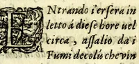 An illustration from Lettere facete, e chiribizzose in lengua antiga, venitiana, et vna à la gratiana, con alguni sonetti, é canzoni piaseuoli venitiani, é toscani enel fin trenta villanelle a diuersi signori é do[n]ne lucchesi et altri (1588)