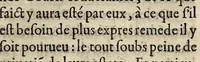 An illustration from Lettres patẽtes dv Roy, par lesqvelles est defendv a tovtes personnes, mesmes aux gẽs de ses ordonnances, gentils-hõmes de sa maison, semblables, tout port, vsance & exercice de bastons à feu, sur peine de confiscation de corps & de biens. Contenants en cultre defenses, sur les mesmes peines, de contreuenir aux ordonnances faictes pour la pacification de son royaume: et aussi de iurer & blasphemer le nom de Dieu. (1566)