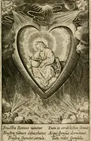 An illustration from Levendige herts-theologie, dat zijn aendachtige betrachtingen, hoe Jesus in der geloovigen herten wil woonen, werken en leven, en haar wil zijn alles in allen : met schoone, en nette print-verbeeldinge, ter sake dienende, verciert: nevens versen, suchtingen, en alleen-spraken (1686)