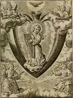 An illustration from Levendige herts-theologie, dat zijn aendachtige betrachtingen, hoe Jesus in der geloovigen herten wil woonen, werken en leven, en haar wil zijn alles in allen : met schoone, en nette print-verbeeldinge, ter sake dienende, verciert: nevens versen, suchtingen, en alleen-spraken (1686)