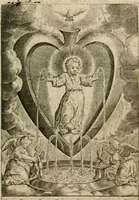 An illustration from Levendige herts-theologie, dat zijn aendachtige betrachtingen, hoe Jesus in der geloovigen herten wil woonen, werken en leven, en haar wil zijn alles in allen : met schoone, en nette print-verbeeldinge, ter sake dienende, verciert: nevens versen, suchtingen, en alleen-spraken (1686)