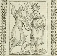 An illustration from Le vere e nove imagini de gli dei delli antichi di Vicenzo Cartari Reggiano. Ridotte da capo a piedi in questa nouissima impressione alle loro reali, & non piu per l'adietro osseruate simiglianze. Cauate da' marmi, bronzi, medaglie, gioie, & altre memorie antiche; (1615)