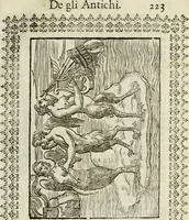 Picture 84 of 279 from Le vere e nove imagini de gli dei delli antichi di Vicenzo Cartari Reggiano. Ridotte da capo a piedi in questa nouissima impressione alle loro reali, & non piu per l'adietro osseruate simiglianze. Cauate da' marmi, bronzi, medaglie, gioie, & altre memorie antiche; (1615), leaf 258