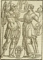 An illustration from Le vere e nove imagini de gli dei delli antichi di Vicenzo Cartari Reggiano. Ridotte da capo a piedi in questa nouissima impressione alle loro reali, & non piu per l'adietro osseruate simiglianze. Cauate da' marmi, bronzi, medaglie, gioie, & altre memorie antiche; (1615)