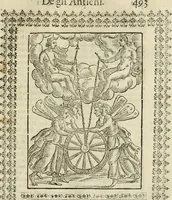 An illustration from Le vere e nove imagini de gli dei delli antichi di Vicenzo Cartari Reggiano. Ridotte da capo a piedi in questa nouissima impressione alle loro reali, & non piu per l'adietro osseruate simiglianze. Cauate da' marmi, bronzi, medaglie, gioie, & altre memorie antiche; (1615)