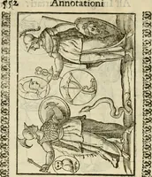 An illustration from Le vere e nove imagini de gli dei delli antichi di Vicenzo Cartari Reggiano. Ridotte da capo a piedi in questa nouissima impressione alle loro reali, & non piu per l'adietro osseruate simiglianze. Cauate da' marmi, bronzi, medaglie, gioie, & altre memorie antiche; (1615)