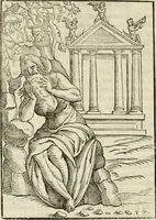 An illustration from Le vere e nove imagini de gli dei delli antichi di Vicenzo Cartari Reggiano. Ridotte da capo a piedi in questa nouissima impressione alle loro reali, & non piu per l'adietro osseruate simiglianze. Cauate da' marmi, bronzi, medaglie, gioie, & altre memorie antiche; (1615)