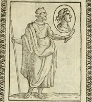 An illustration from Le vere e nove imagini de gli dei delli antichi di Vicenzo Cartari Reggiano. Ridotte da capo a piedi in questa nouissima impressione alle loro reali, & non piu per l'adietro osseruate simiglianze. Cauate da' marmi, bronzi, medaglie, gioie, & altre memorie antiche; (1615)