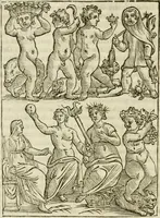 An illustration from Le vere e nove imagini de gli dei delli antichi di Vicenzo Cartari Reggiano. Ridotte da capo a piedi in questa nouissima impressione alle loro reali, & non piu per l'adietro osseruate simiglianze. Cauate da' marmi, bronzi, medaglie, gioie, & altre memorie antiche; (1615)