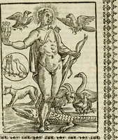 An illustration from Le vere e nove imagini de gli dei delli antichi di Vicenzo Cartari Reggiano. Ridotte da capo a piedi in questa nouissima impressione alle loro reali, & non piu per l'adietro osseruate simiglianze. Cauate da' marmi, bronzi, medaglie, gioie, & altre memorie antiche; (1615)