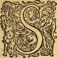 An illustration from L'Hystoire des devx nobles et tres vaillans chevaliers nommez Milles et Amys, : Lesquels en leur viuant furent plains de grandes proësses. Contenant plusieurs et diuerses matieres, comme vous pourrez veoir cy apres (1611)