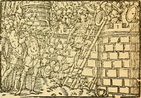 An illustration from L'Hystoire des devx prevx tres nobles et tres-vaillans chevaliers Valentin et Orson : fils de l'Empereur de Grece, & nepueux du tres-vaillant & tres-Chrestien Roy de France, Pepin. Contenant plusieurs & diuerses matieres, comme vous pourrez veoir cy apres (1614)