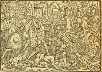 Picture 62 of 69 from L'Hystoire des devx prevx tres nobles et tres-vaillans chevaliers Valentin et Orson : fils de l'Empereur de Grece, & nepueux du tres-vaillant & tres-Chrestien Roy de France, Pepin. Contenant plusieurs & diuerses matieres, comme vous pourrez veoir cy apres (1614), leaf 170