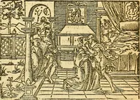 An illustration from L'Hystoire des devx prevx tres nobles et tres-vaillans chevaliers Valentin et Orson : fils de l'Empereur de Grece, & nepueux du tres-vaillant & tres-Chrestien Roy de France, Pepin. Contenant plusieurs & diuerses matieres, comme vous pourrez veoir cy apres (1614)