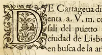 An illustration from A libell of Spanish lies: : found at the sacke of Cales, discoursing the fight in the West Indies, twixt the English nauie being fourteene ships and pinasses, and a fleete of twentie saile of the king of Spaines, and of the death of Sir Francis Drake. : With an answere briefely confuting the Spanish lies, and a short relation of the fight according to truth (1596)