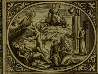 An illustration from Libretto d'imagini e di brevi meditationi sopra li sette peccati capitali, e le virtù à loro contrarie : si da ancora vna breve cognitione de' vitij per fuggirli, e delle virtù per acquistarle (1600)