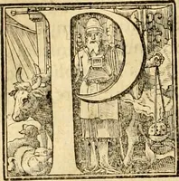 An illustration from Libri quatuor de scrupulis chronologor[um] in quibus non solum calculus sacræ scripturæ cum serie quatuor monarchiarum, & olympiadibus Græcorum, atq[ue] annis ab urbe Roma condita pulcherrima harmonia conciliatur : sed etiam quam plurimi et difficilimi scrupuli, qui hactenus in hanc harmoniam irrepserant, multosq[ue] antiquitatis & veritatis diligentissimos inquisitores non parum torserant, ita eximuntur, ut maiore cum luce, fructu & voluptate tam sacræ quàm prophanæ historiæ ab omnibus legi possint (1575)
