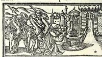 An illustration from Libro de uita contemplatiua, lectione, meditatione, oratione, contemplatione, scala dil paradiso intitulato : cum adaptatione mistica dellhistorie diuine & expositione de suoi misterii et excellentissimi sacramenti (1527)