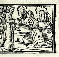An illustration from Libro de uita contemplatiua, lectione, meditatione, oratione, contemplatione, scala dil paradiso intitulato : cum adaptatione mistica dellhistorie diuine & expositione de suoi misterii et excellentissimi sacramenti (1527)